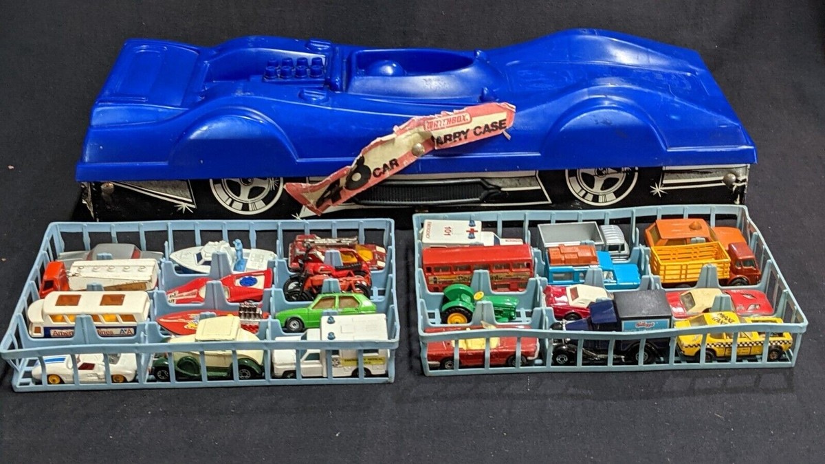 Lesney Matchbox! 24 Vintage Matchbox Cars & Vehicles in a Blue Car