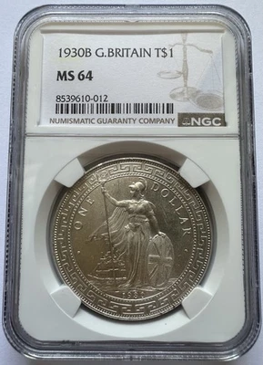 Trade Dollar 1930 B Bombay Hong-Kong Großbritannien NGC MS64 Silber Münze (503) - Bild 1 von 4