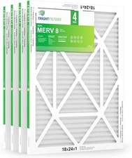 TRIGHTFILTERS 18x24x1 Air Filter MERV-8 Pleated for Air Conditioner Furnace 4PCS