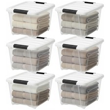 IRIS USA 6 Pack 19 Quart Stackable Plastic Storage Bins with Lids, Open Box 