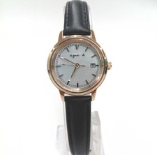 Agnes B. V137-KLS0 Solar Quartz Watch 10ATM Leather Band Used