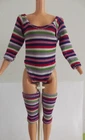 Vintage Mattel Barbie Multi Color Striped Bodysuit With Matching Leggings
