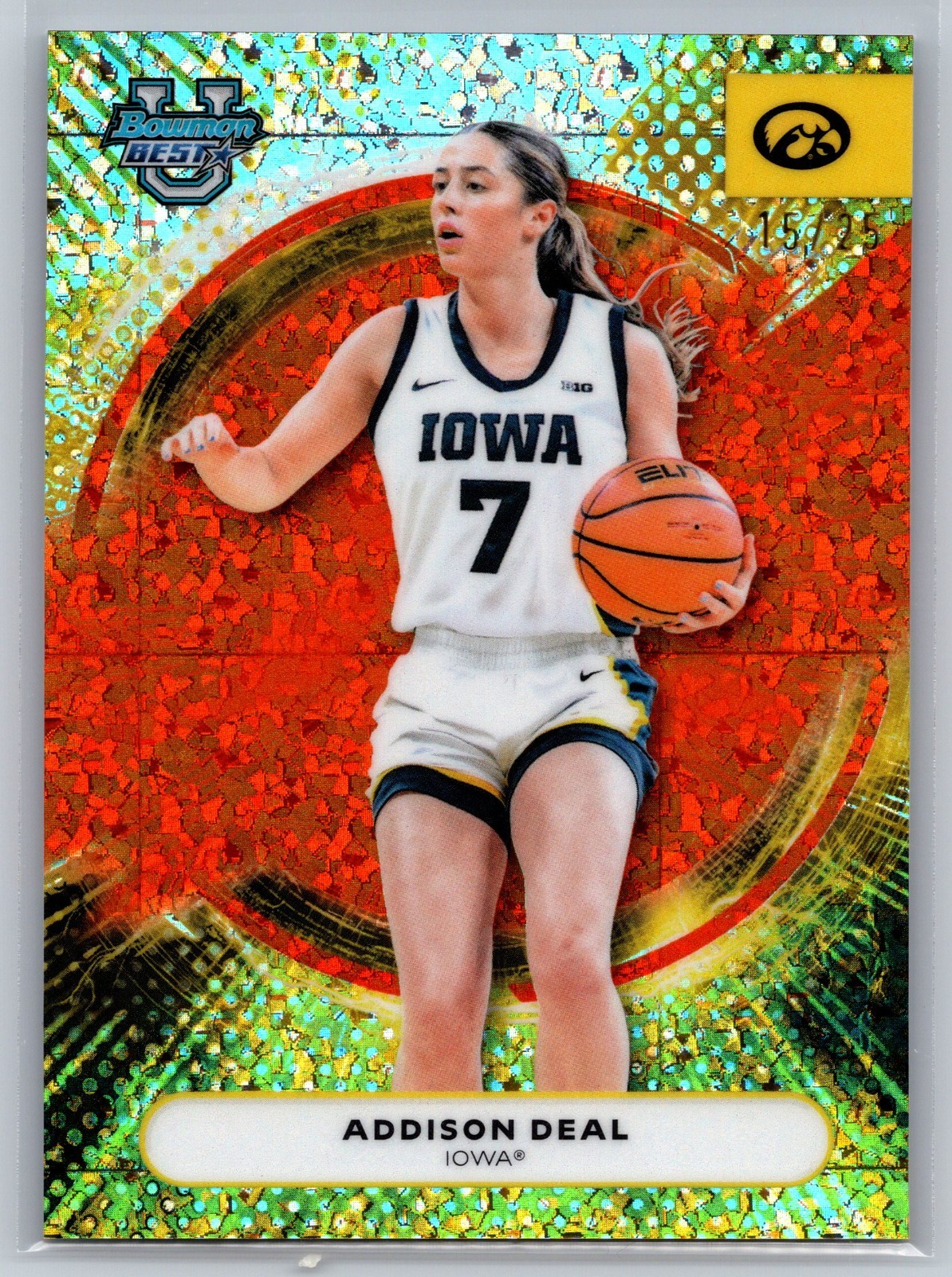 ADDISON DEAL 2025-26 Bowman's Best U ORANGE DIAMOND REFRACTOR ~ Iowa /25