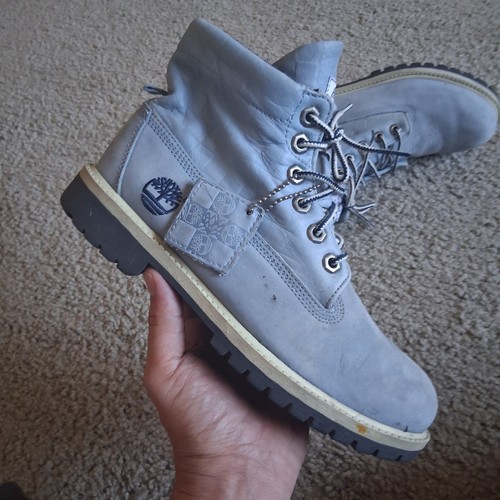 Timberland Combat Boots Womens Sz 5.5 Blue Leather Fold Down Botas Y2K - Picture 5 of 17