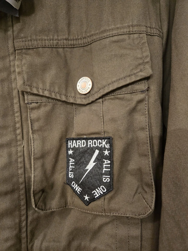HARD ROCK 吉他 CO 男式鹰军队轻便夹克,带补丁,尺寸 XXL — 第 2/4 张图片