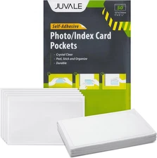 50 Clear Adhesive Pockets for Index Cards & Planners - 50 Pack