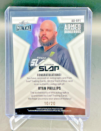 2025 Leaf Metal Power Slap Armed & Dangerous RYAN PHILLIPS AUTO 10/20 - Afbeelding 2 van 2