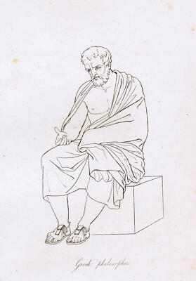 Ancient Greek Philosopher, Seated with Sandals  -1809 Engraving