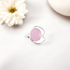 Rose Chalcedony Gemstone 925 Stamp Silver Party Wear Jewelry Ring Gift For Women