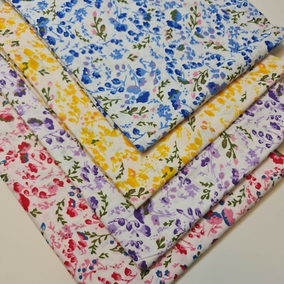 100 % Baumwolle Popeline weiß Blumenmuster weich Kleid Handwerk 44 Zoll breit (vorgeschnitten 1 Meter)