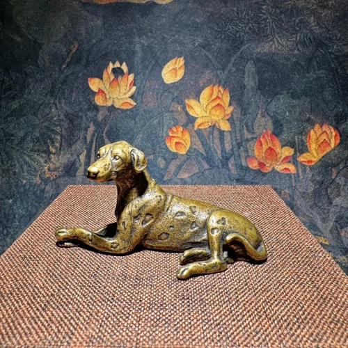 Antigua estatua antigua china de cobre zodiaco perro arte - Imagen 1 de 5