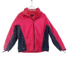 Lands' End Girl's Windbreaker Jacket Zip Up Insulated Hooded Coat Pink Size M