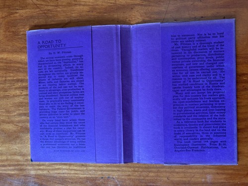 A ROAD TO OPPORTUNITY BY PITTMAN 1934 HC/DJ 1ST ED. PROPOSE NEW ECONOMIC SYSTEM - Picture 9 of 10