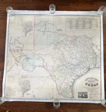 Historic Pressler's Map State of Texas 1858 Vintage Large Wall Art Print 51"x54"