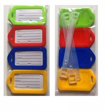 4 x LUGGAGE ID TAGS Plastic Labels Name, Address Suitcase Travel Set PACK
