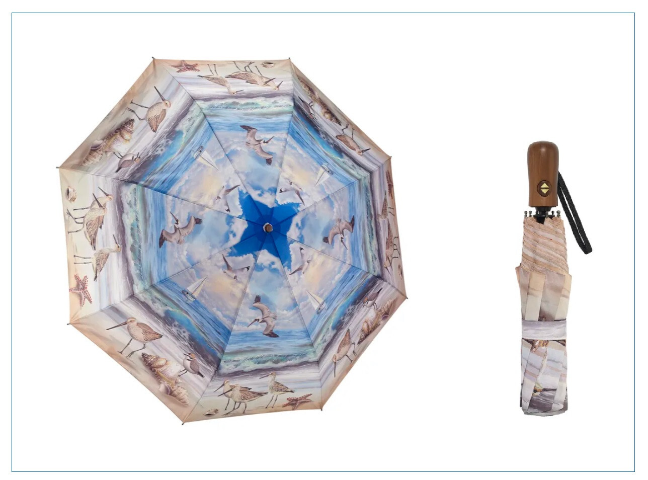 Soake Beach Scene Galleria Folding Style Compact Umbrella Gift Brolley Sea Sand