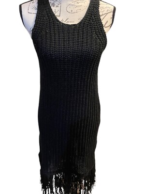 Mo:Vint by Anthropologie Black Crochet Midi Knit Dress Boho 8 Fringe Hem Medium | eBay Mo:Vint by Anthropologie Black Crochet Midi Knit Dress Boho 8 Fringe Hem Medium | eBay