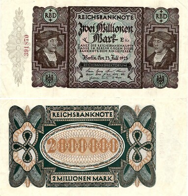 Reichsbanknote 2 Million Mark 1923 Reichsbank DEU-101b Ro.89b P-89b