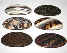 French Oval Barrette Round Design Vintage Retro Print 1980s Color Made in France
