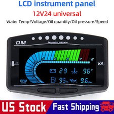 5 In 1 Lcd Digital Gauge Tachofueloil Pressurewater Tempvolt Gauge For Car