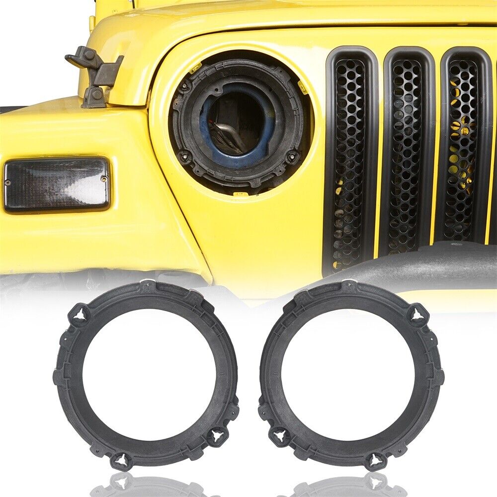 Matte Black 2x Round Headlight Cover 7x Grille Mesh Insert Matte Black 2x Round Headlight Cover 7x Grille Mesh Insert