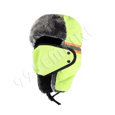 Men Women's Trapper Ushanka Neon Green Hat Waterproof Winter Faux Fur