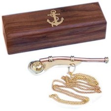 BRASS COPPER BOATSWAIN WHISTLE W/BOX - BOSUN WHISTLE - NAUTICAL MARITIME