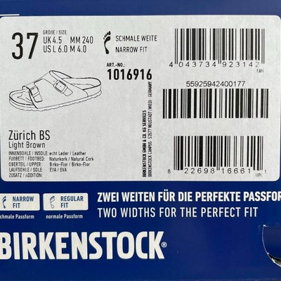 BIRKENSTOCK ZURICH BS Sandals Light Brown Narrow Size 37 JP 24cm 