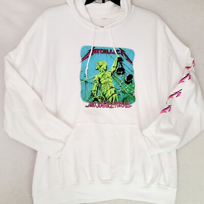 METALLICA hoodie Mens EXTRA LARGE XL WHITE OUTDOORS Rock Music Sweatshirt  NWT