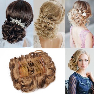 Comb Clip In Hair Bun Wave Curly Hair Piece Chignon Updo Cover