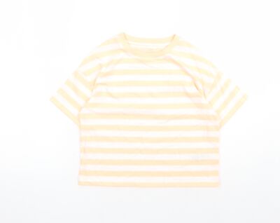 Marks & Spencer Mädchen orange Baumwollmischung T-Shirt Größe 9-10 Jahre Crew