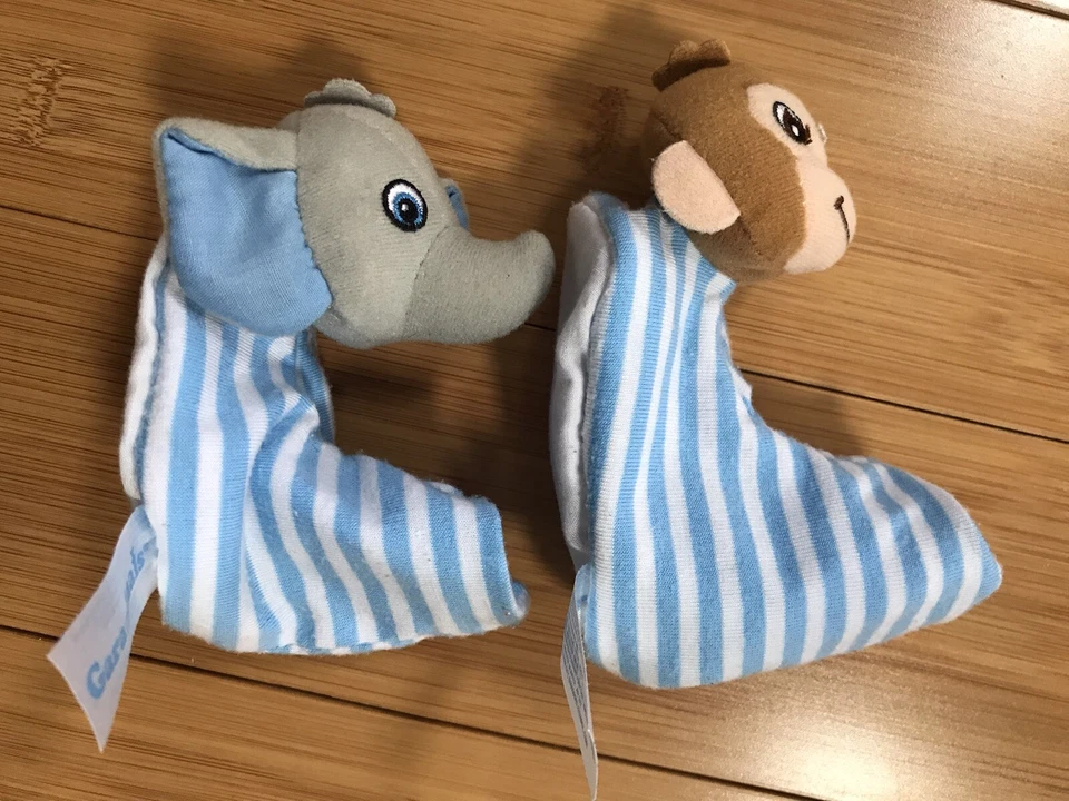 LOTE ~ Botines de sonajero de elefante/mono recién nacido y par de calcetines de garbanzo Foto 3 de 4