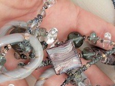 BELLISSIMA COLLANA ANTICA MURRINA UNICA NEL SUO GENERE VETRO PERSONALIZZATO 41" L VORTICI ORO