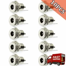 10PCS DC Power Supply Jack Socket Female Panel Mount Connector 5.5 x 2.1mm USA
