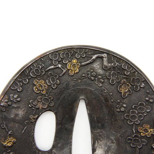 Tsuba Plum tree Design Shakudo Japanese Antique Sword Fittings Samurai Katana - 第 3/23 張圖片