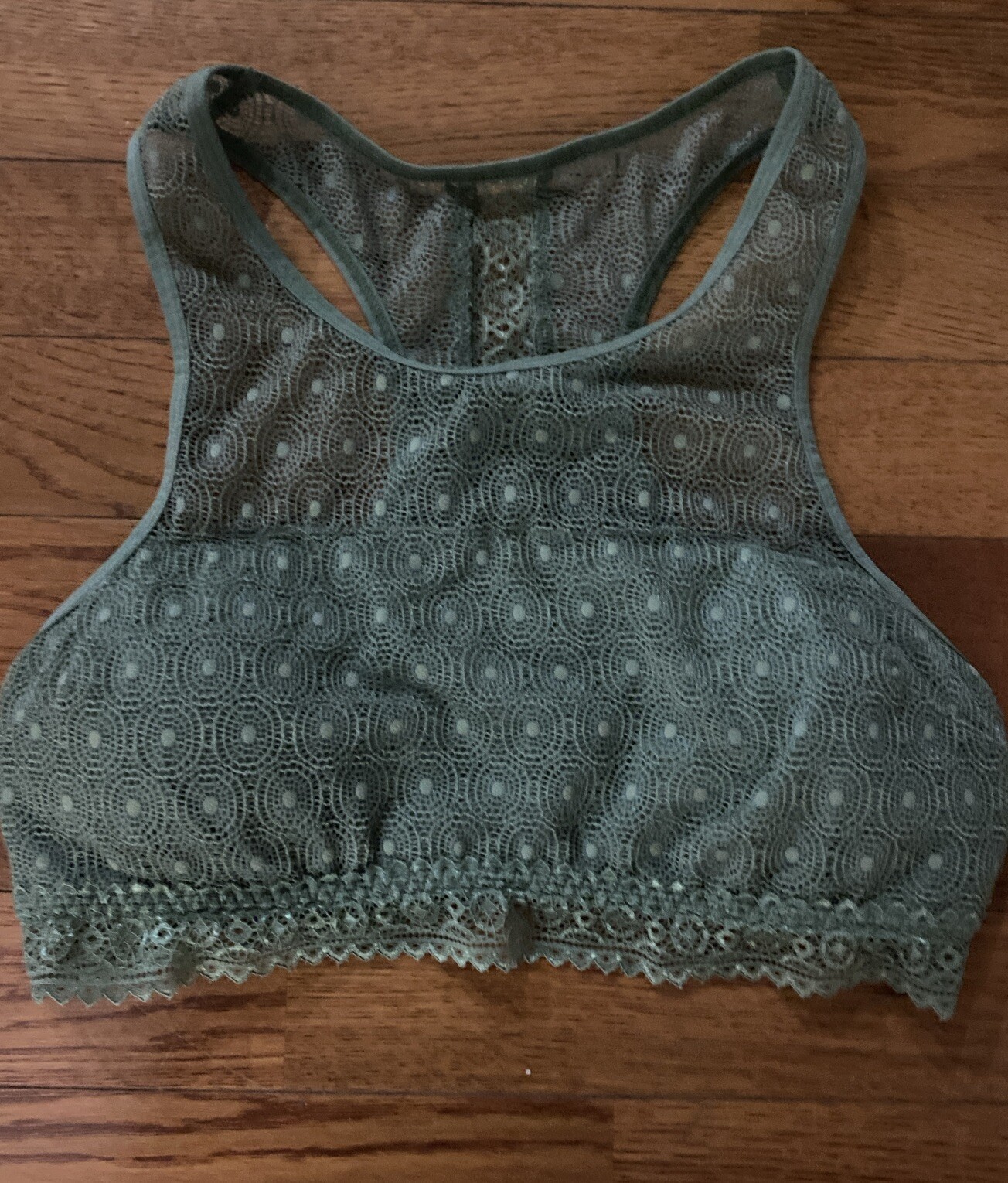 SO Intimates Bralette Women's Size L Green Lace Bra Racerback-image