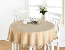 Diana Cowpe Traditional Tablecloth 137cm (54") ROUND Chenille Tablecloth Fringe