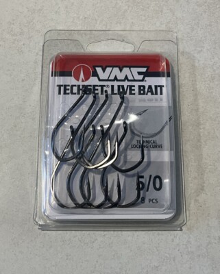 VMC 7115 Techset Live Bait Hooks 5/0 Black Nickel NEW Technical Locking Curve
