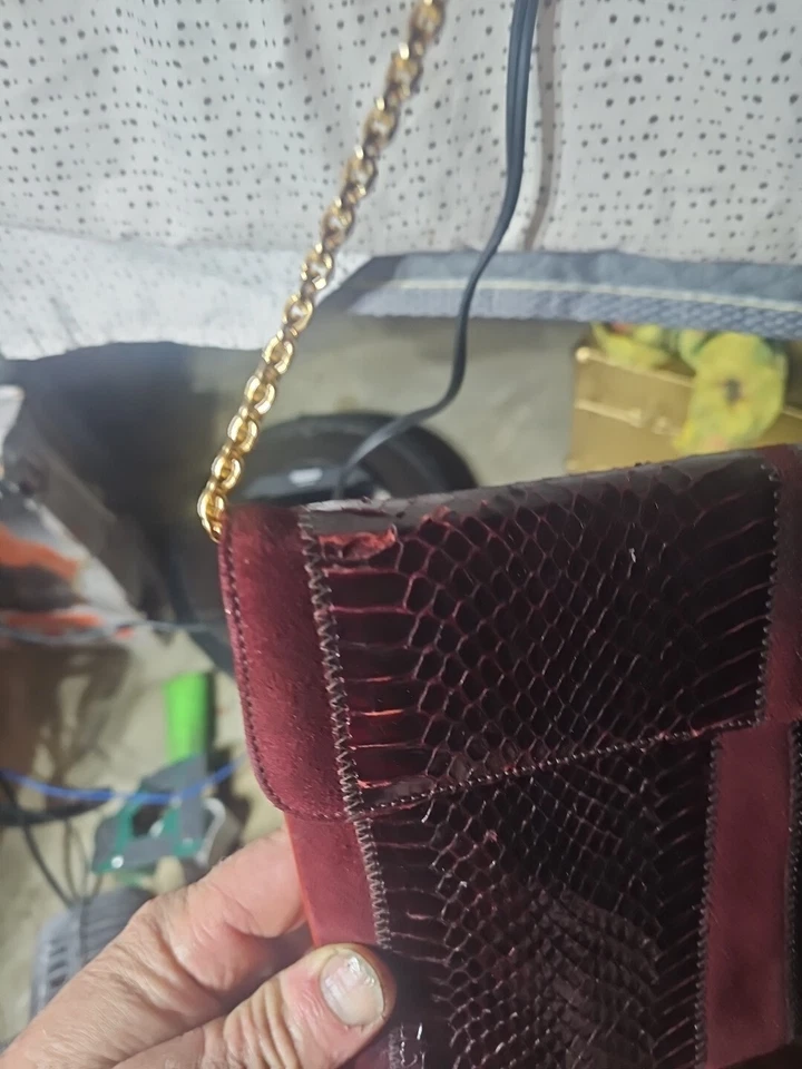 Cartera sin asas/hombro de colección, original de Caprice, multicolor, piel de serpiente (años 70) Foto 4 de 4