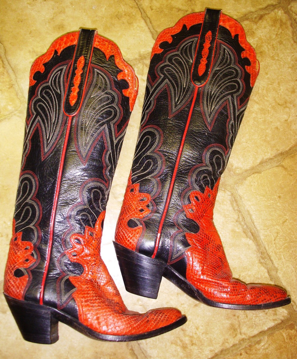 VINTAGE WOMEN'S GARNER MOSS COWBOY BOOTS STOVE PIPE SHAFT