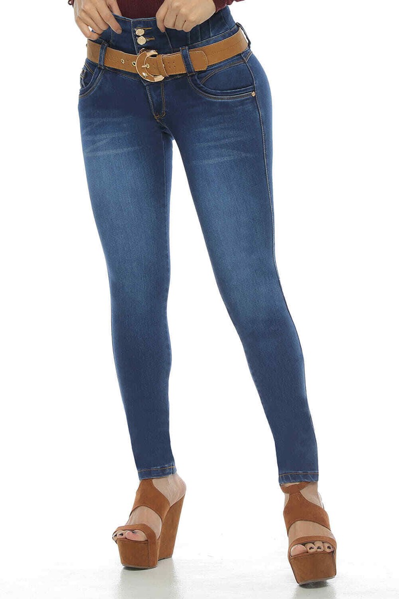 MACONDO JEANS COLOMBIANOS, Butt Lifter High Waist Blue Denim Push