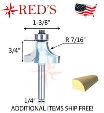 Tideway Carbide IND LC06021404 7/16" R Round Over 1/4" shank router bit