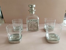 Service à whisky étain carafe et 4 verres avec sous verre étain 