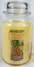 Yankee Candle WILLIAMSBURG PINEAPPLE Large Jar 22 Oz Yellow Housewarmer New Wax