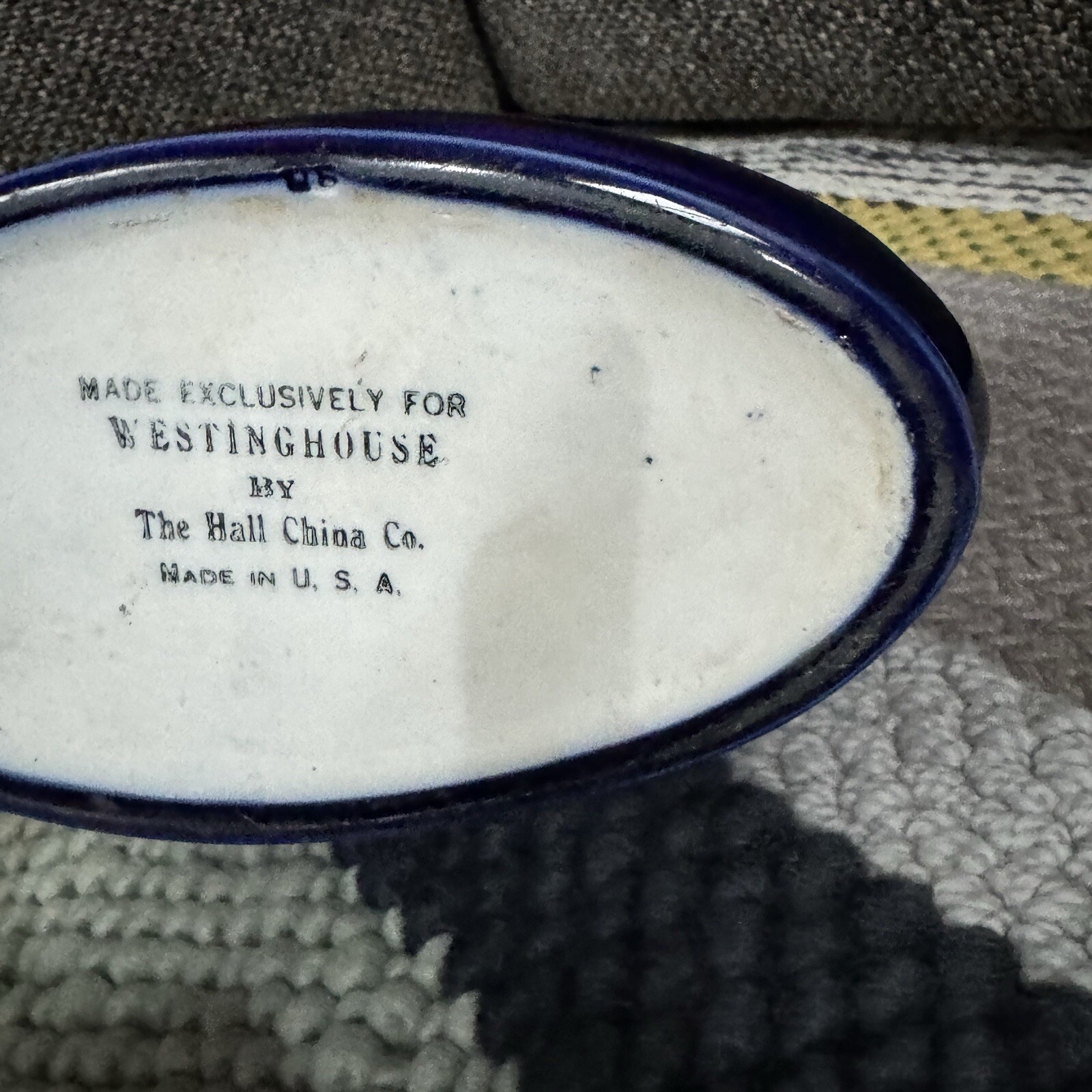 Vintage Hall China Company "Hercules" pitcher blue glaze stoneware MCM 1940s USA