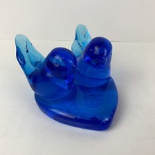 VTG Terra Studios Double Bluebird Of Happiness Art Glass Figurine Leo Ward Heart