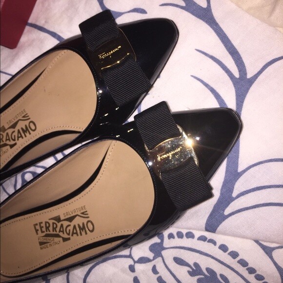 black ferragamo flats
