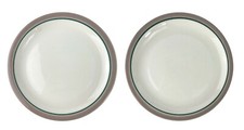 Pair Vtg Syracuse China Sudan Dinner Plates 9" Restaurant Ware Tan Band Green