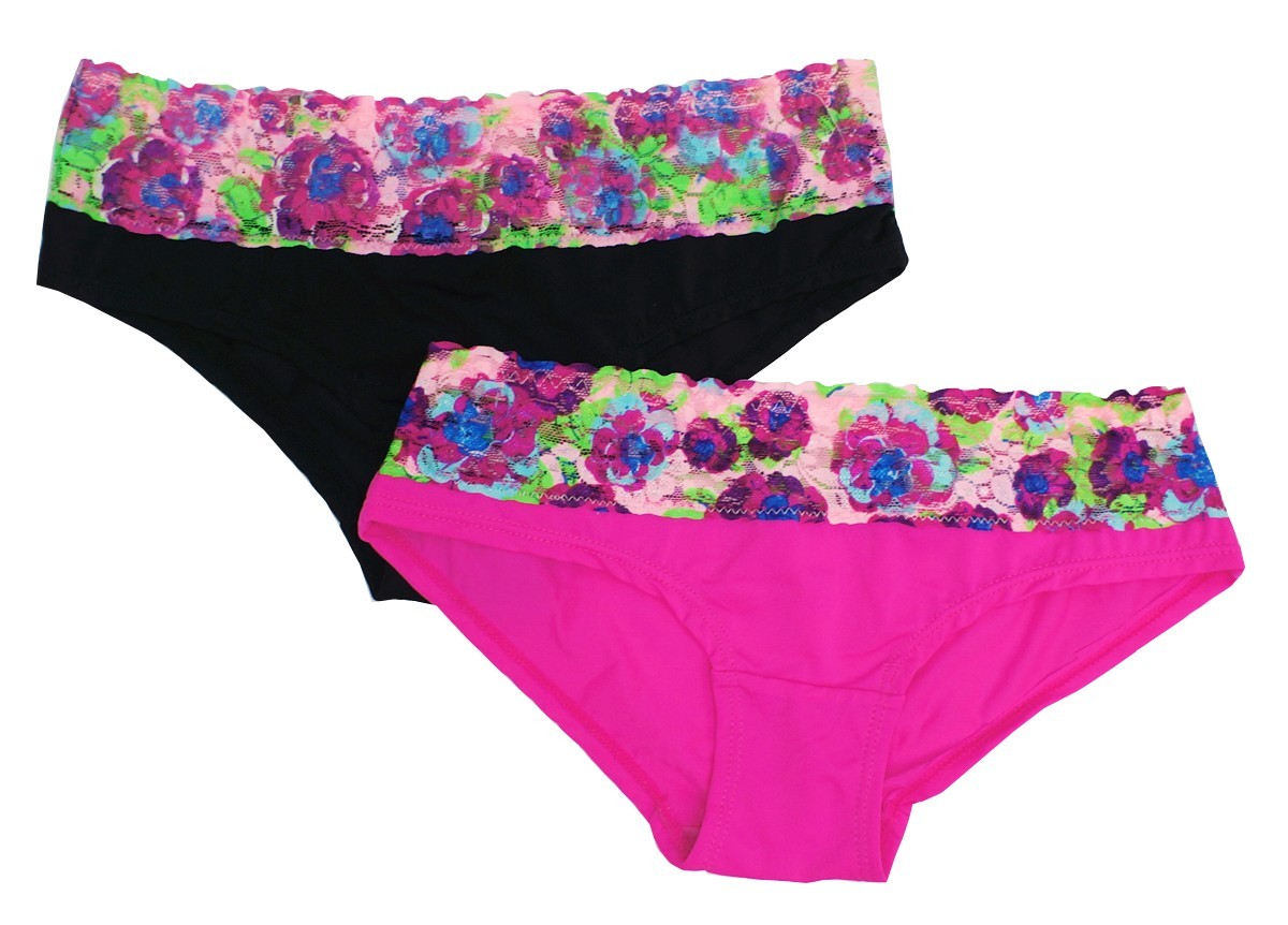 Joe Boxer Black Pink 2-Pack Lace Waist Hipster Women's Panties