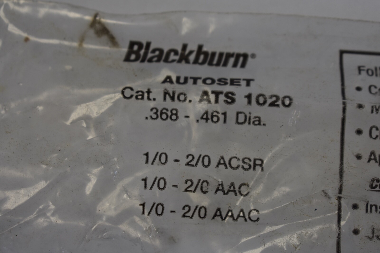 Blackburn ATS1020 Autoset Automatic Tension Splice, 1/0 6/1, 2/0 7/1